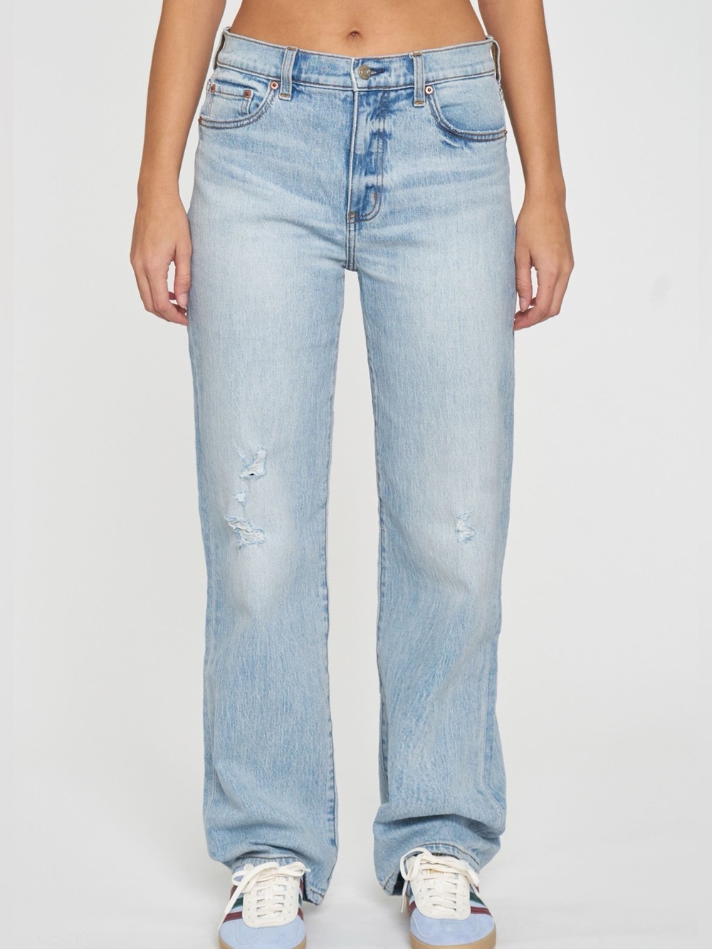 DAZE 1999 High Rise Slouchy Straight Jeans Tough Love Distressed Light Wash Sz29